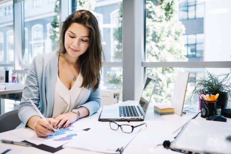 Woman working at desk