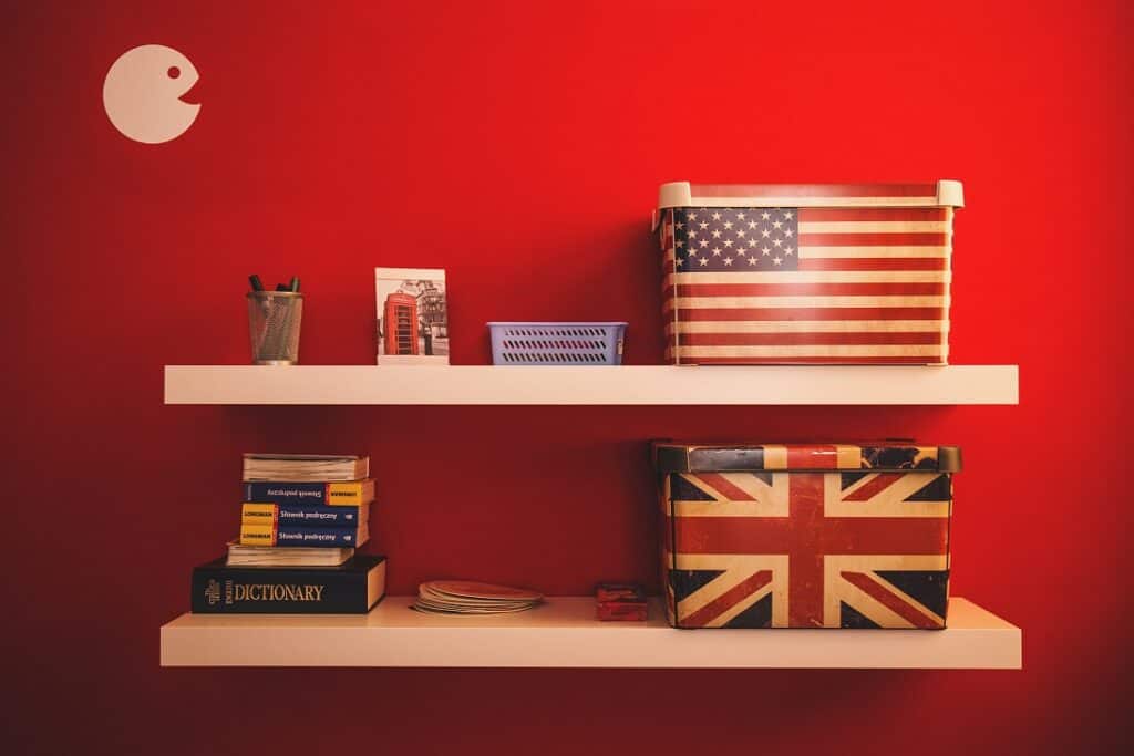Shelf with dictionary