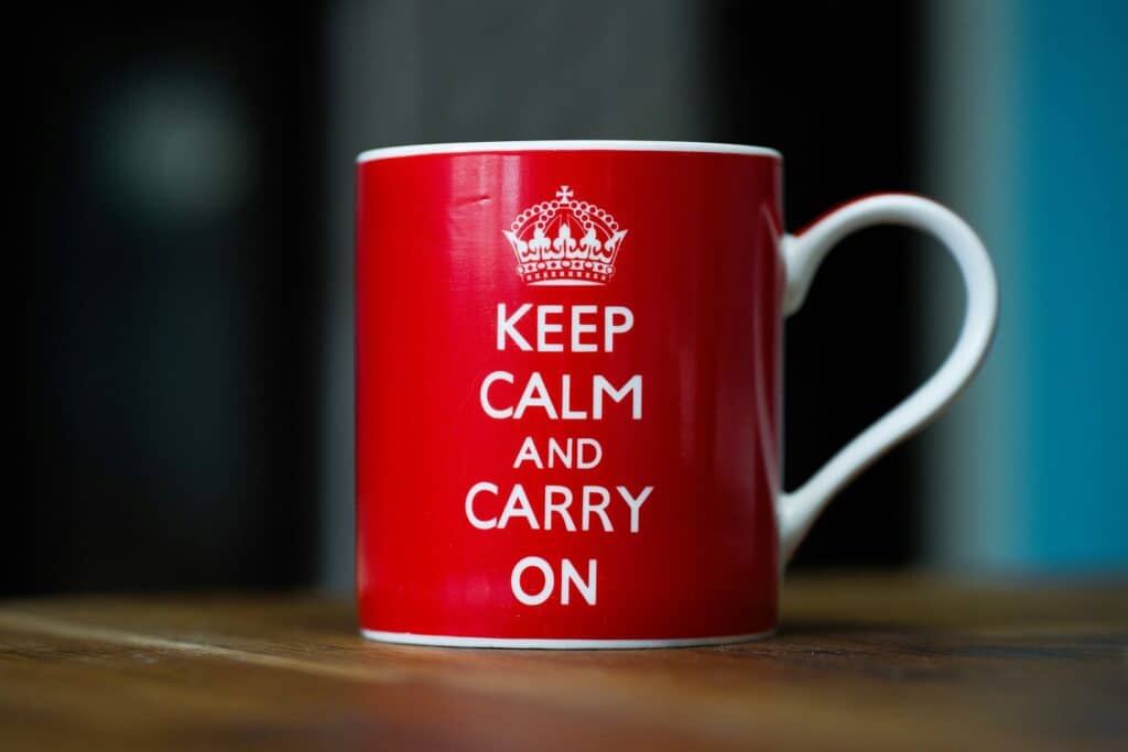 Keep calm and carry on mug