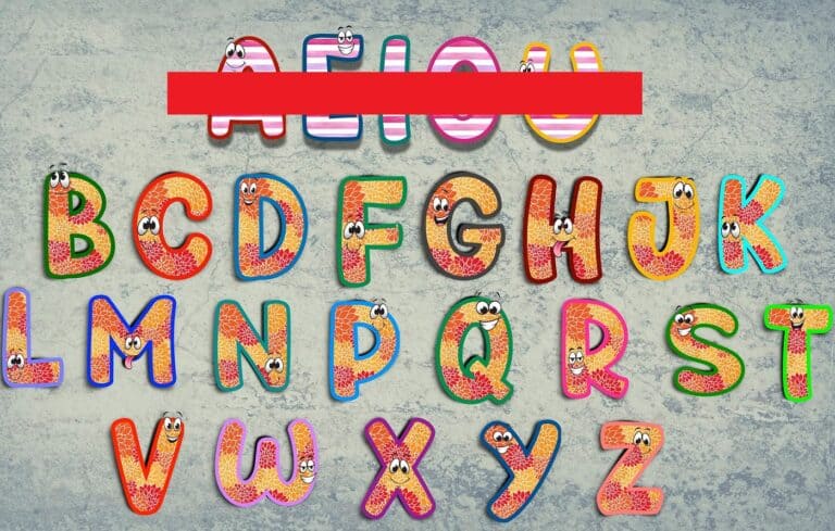 Alphabet without vowels
