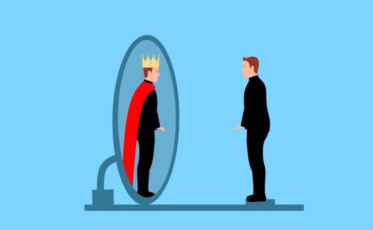 Man looking in mirror