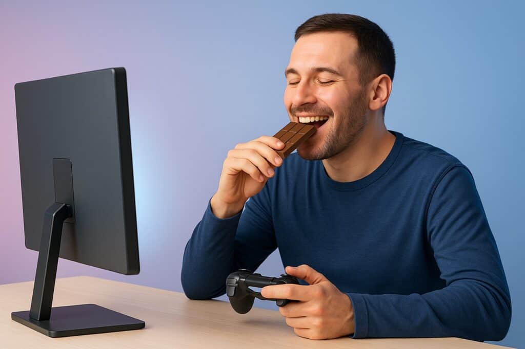 Man eating chocolate
